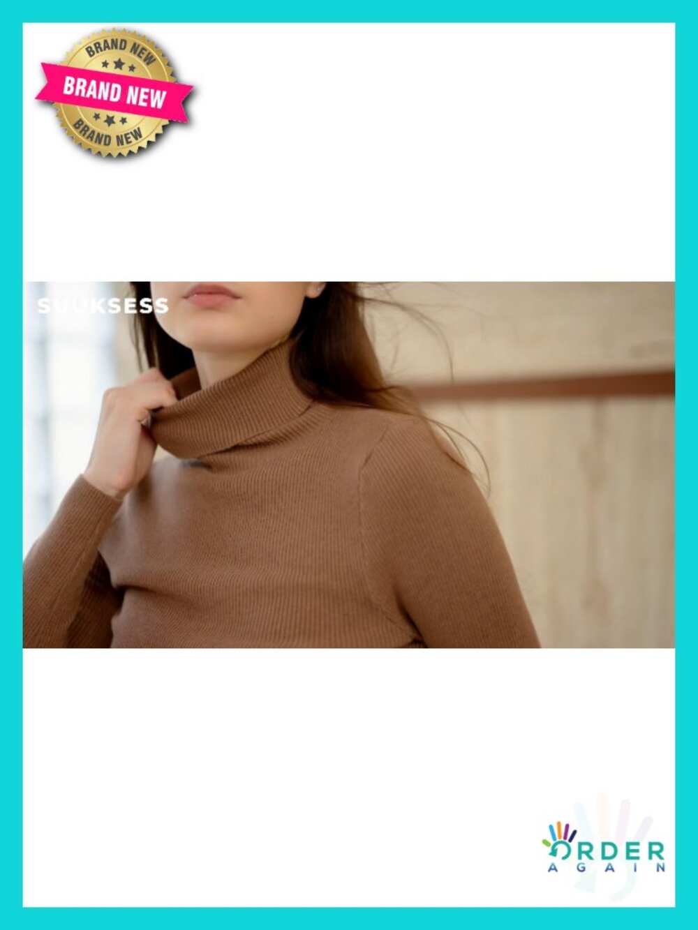 Women's Turtleneck Cashmere Blend Sweater Long Sleeve Pullover Fall Winter - Picture 6 of 6